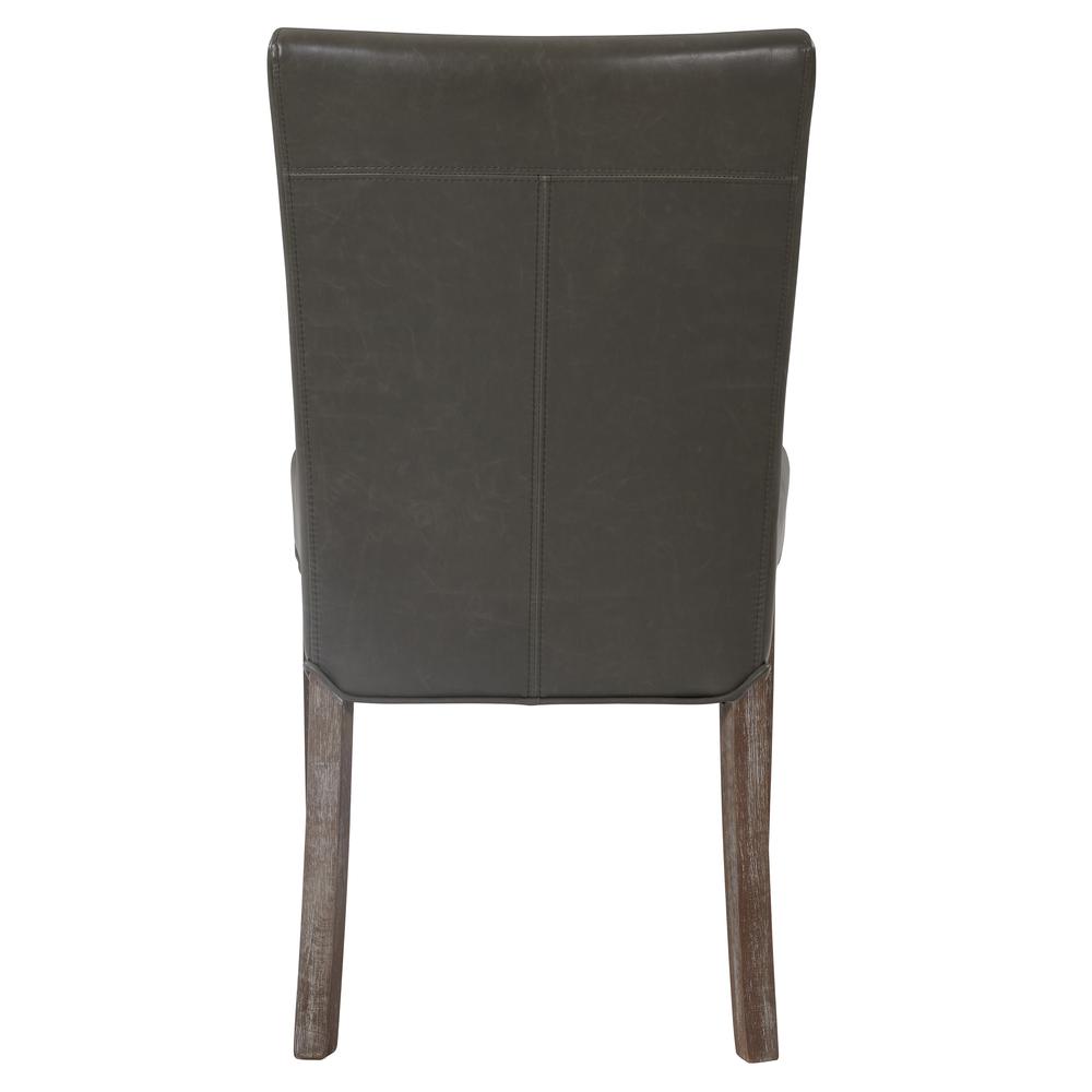 Bonded Leather Chair,Set of 2, Vintage Gray. Leg color: distressed Drift Wood brown. Picture 4