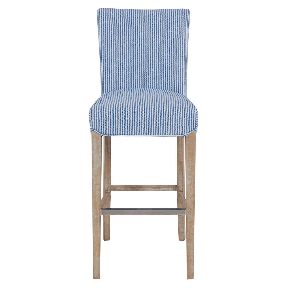 Fabric Bar Stool, Blue Stripes. Picture 2