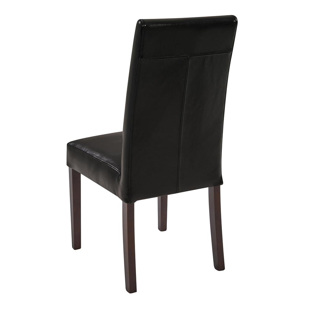 Leather Dining Chair,Set of 2, Black. Leg color: Wenge brown.. Picture 4