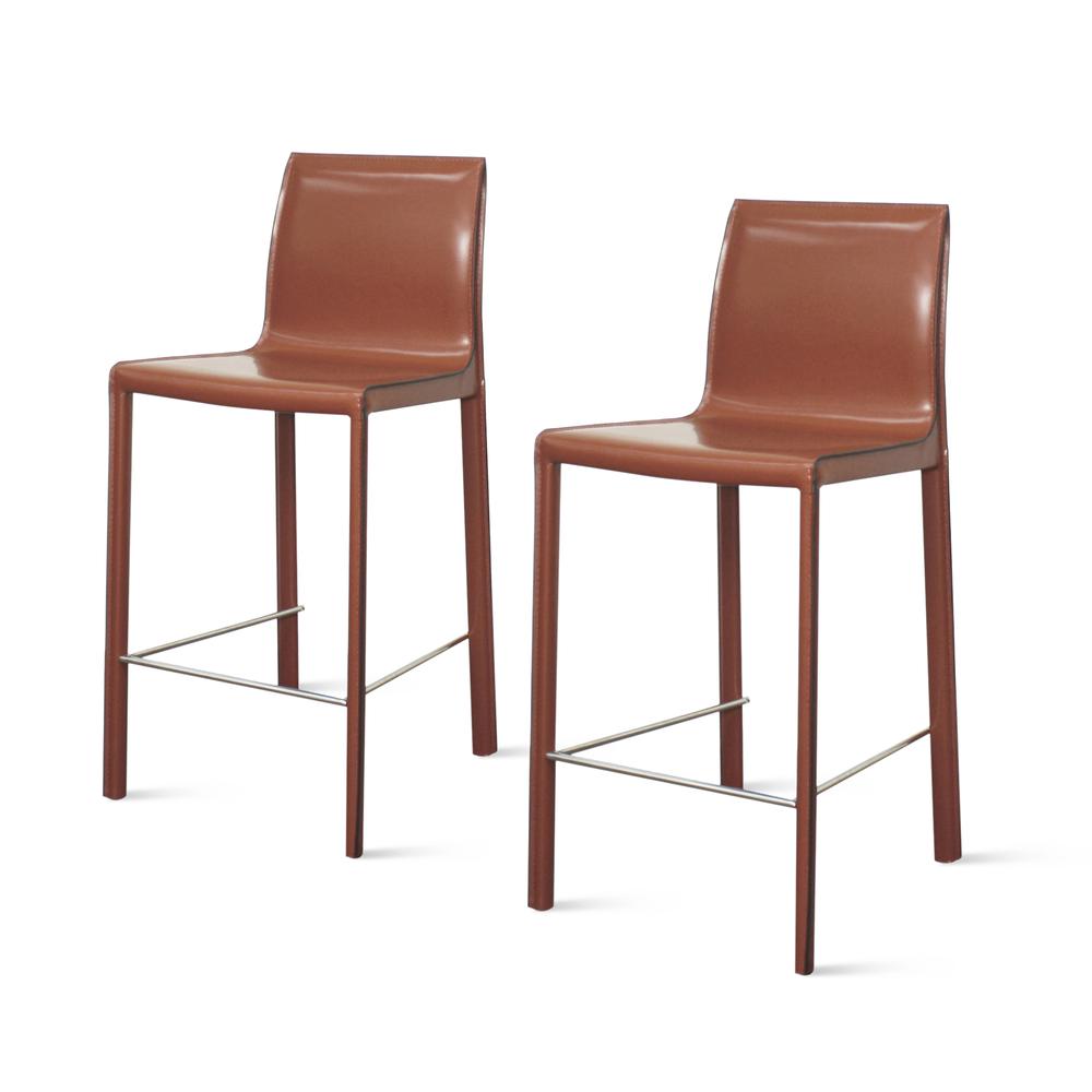 Gervin Recycled Leather Counter Stool, (Set of 2), Cordovan. The main picture.
