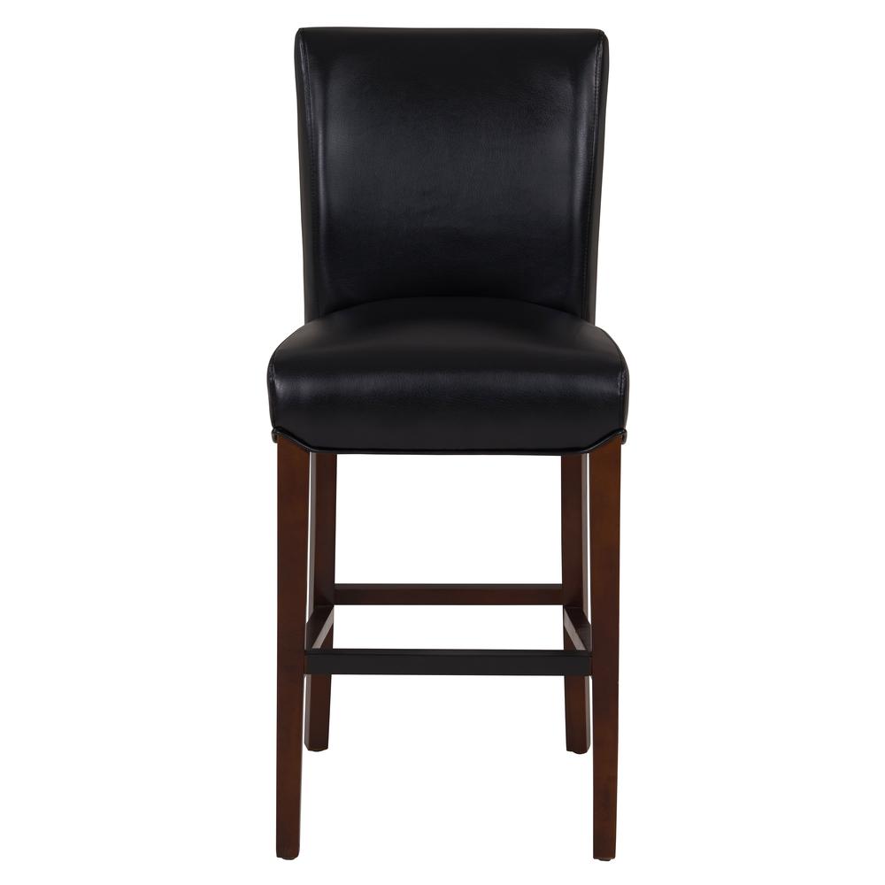 Bonded Leather Counter Stool, Black. Leg color: Wenge Brown.. Picture 2