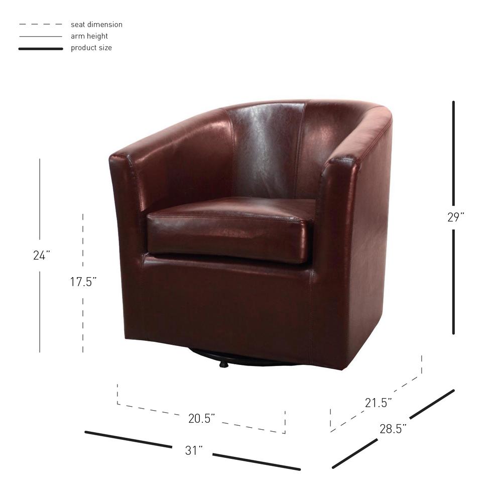 Swivel Bonded Leather Chair, Saddle Brown. Picture 2