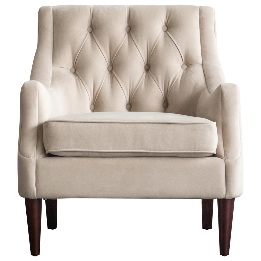 Fabric Tufted Accent Chair, Buckwheat Beige. Picture 2