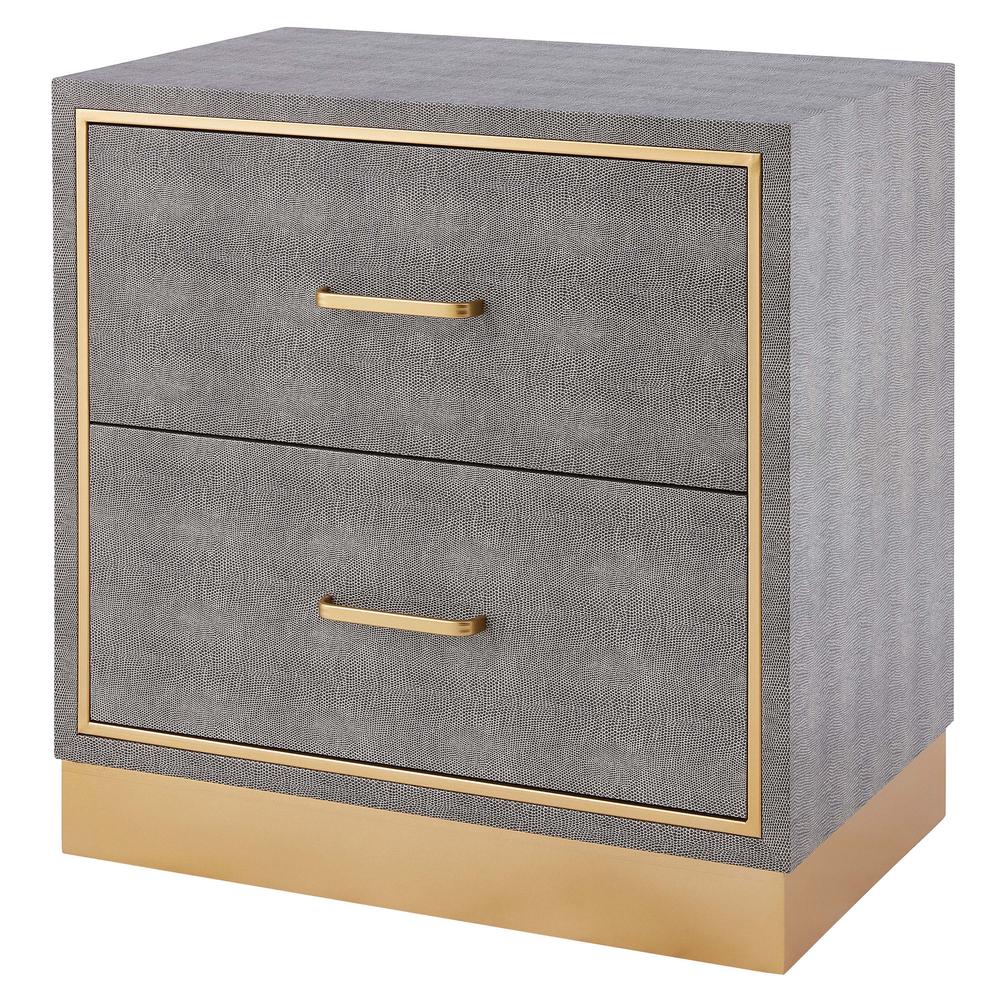 Edinburgh 2-Drawer Faux Shagreen End table. Picture 1