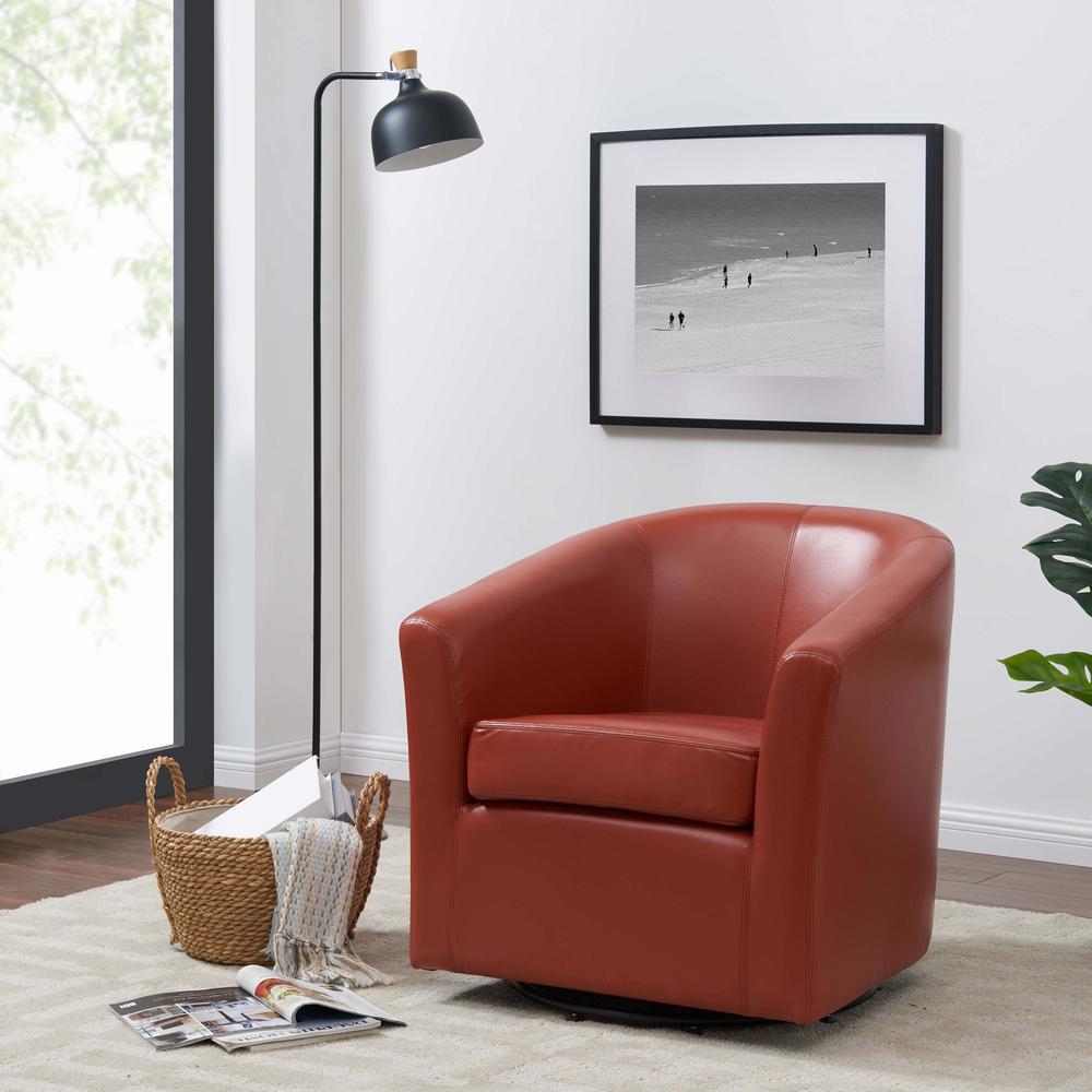 Swivel Bonded Leather Chair, Pumpkin. Picture 6