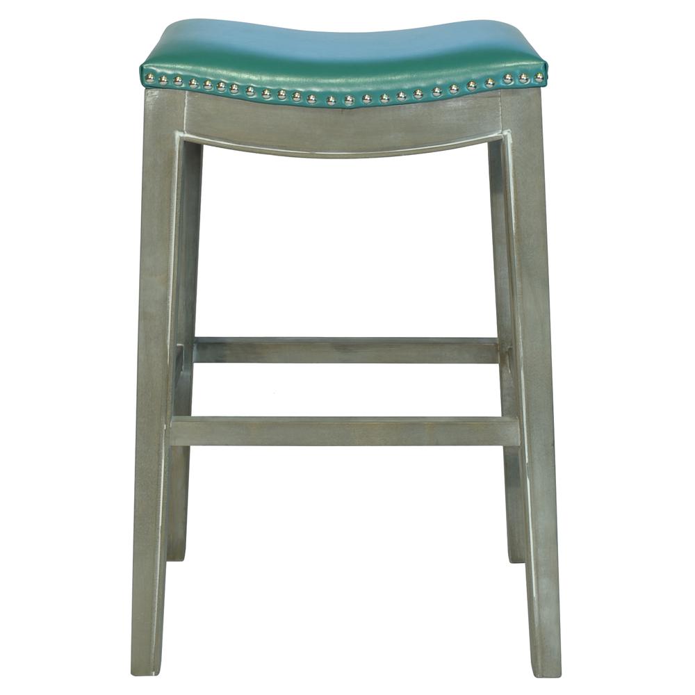 Elmo Bonded Leather Bar Stool, Turquoise. Picture 5