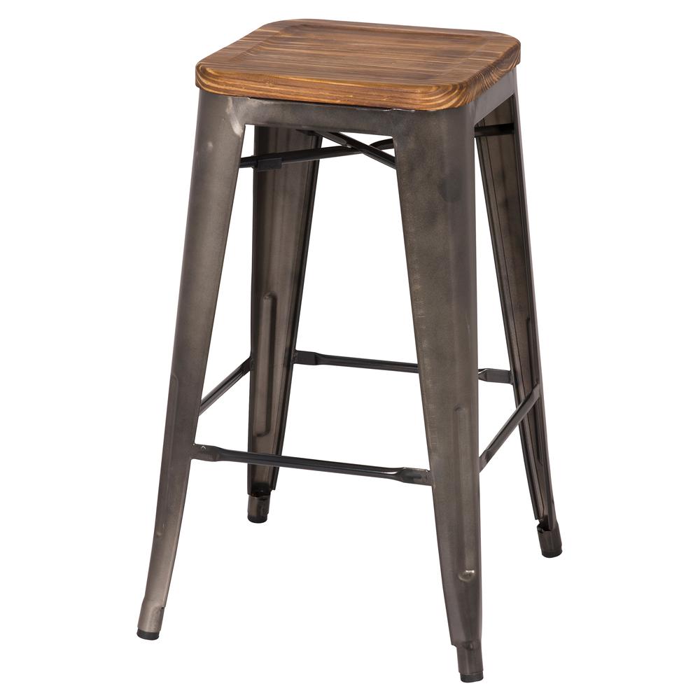 Backless Counter Stool,Set of 4, Gunmetal Grey. Picture 2