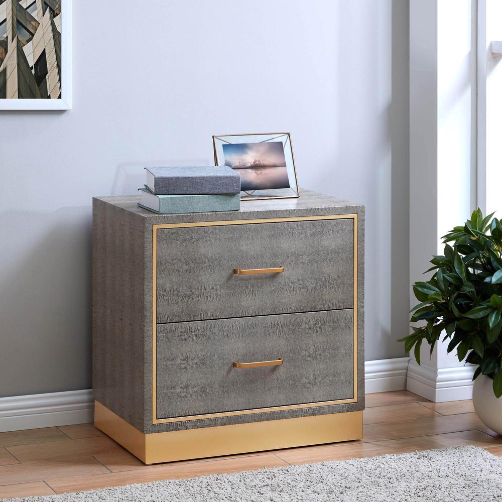 Edinburgh 2-Drawer Faux Shagreen End table. Picture 4