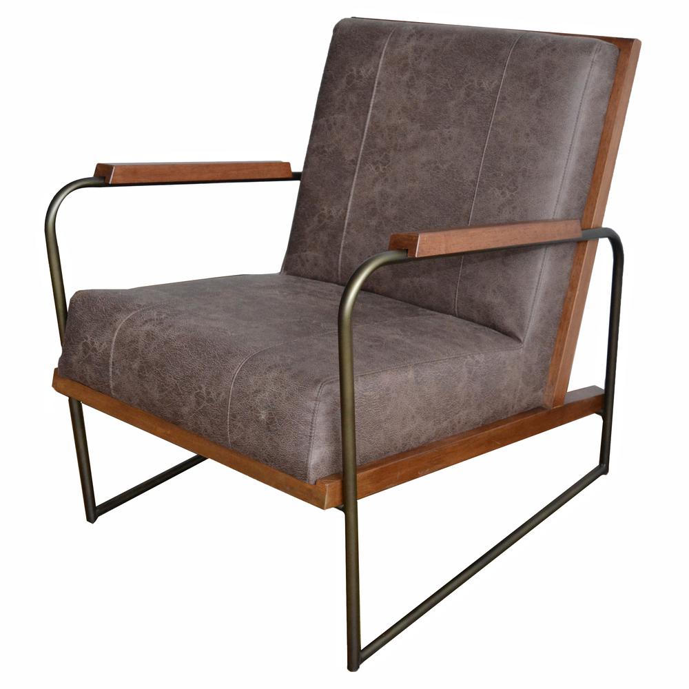 PU Leather Accent Chair, Devore Brown. Picture 1