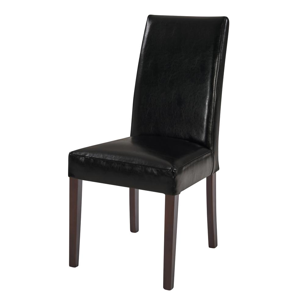 Leather Dining Chair,Set of 2, Black. Leg color: Wenge brown.. Picture 5