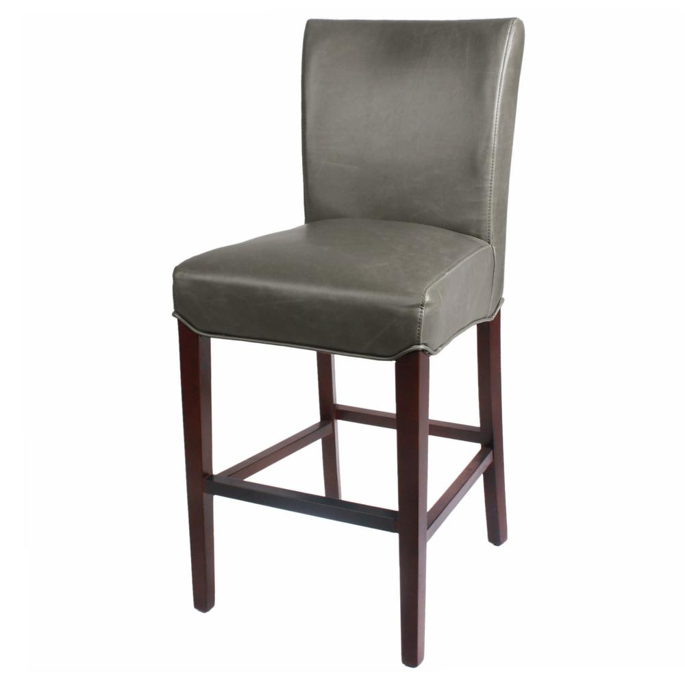 Bonded Leather Counter Stool, Vintage Gray. Leg color: Wenge Brown.. Picture 1