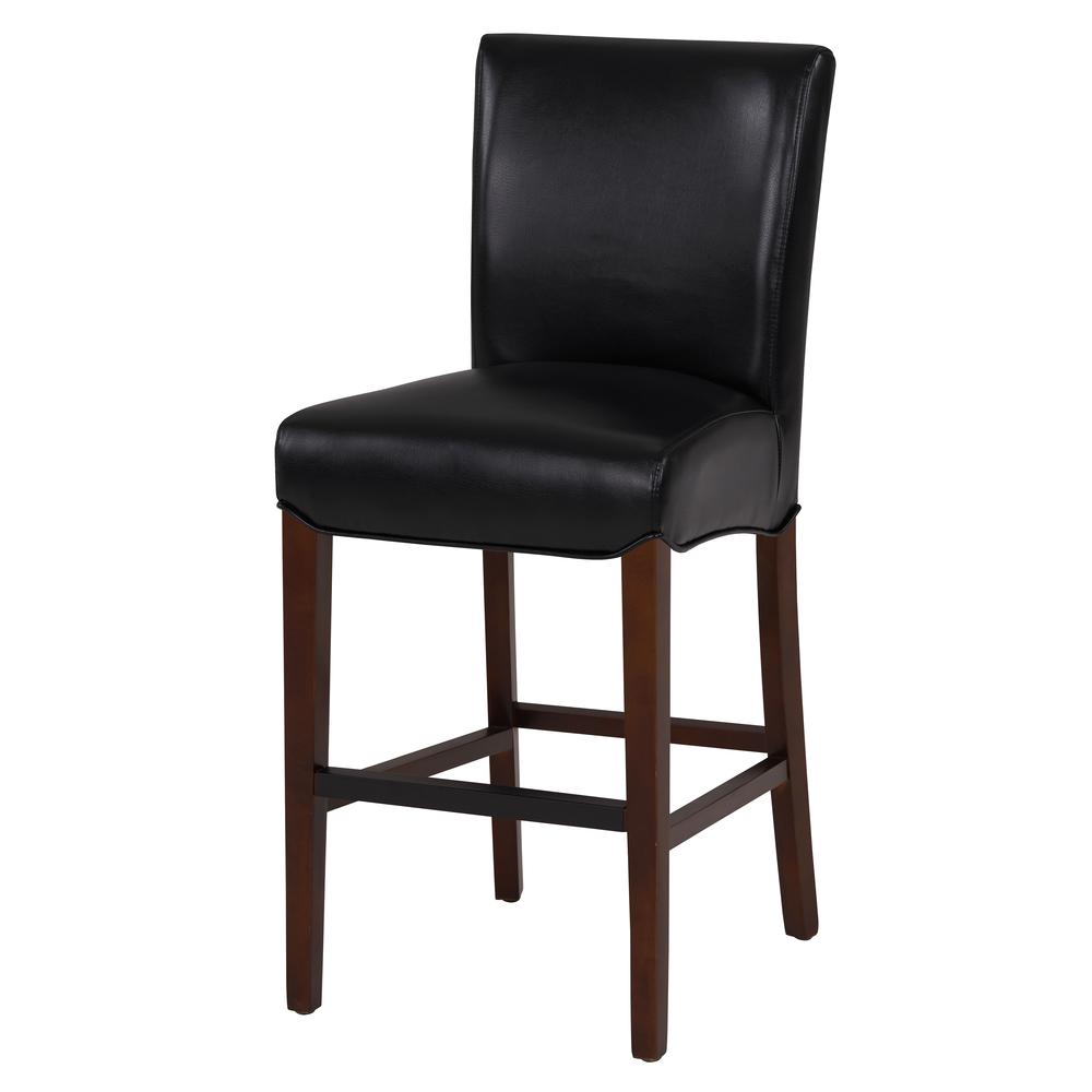 Bonded Leather Counter Stool, Black. Leg color: Wenge Brown.. Picture 1