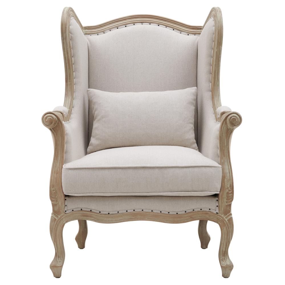 Guinevere Burlap Wing Arm Chair. Picture 2