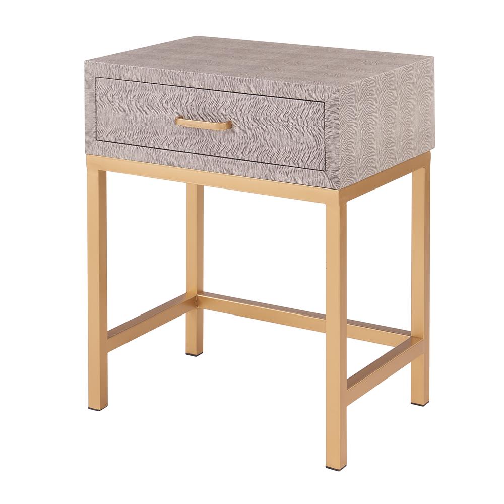 Durham Faux Shagreen 1-Drawer End Table. Picture 1