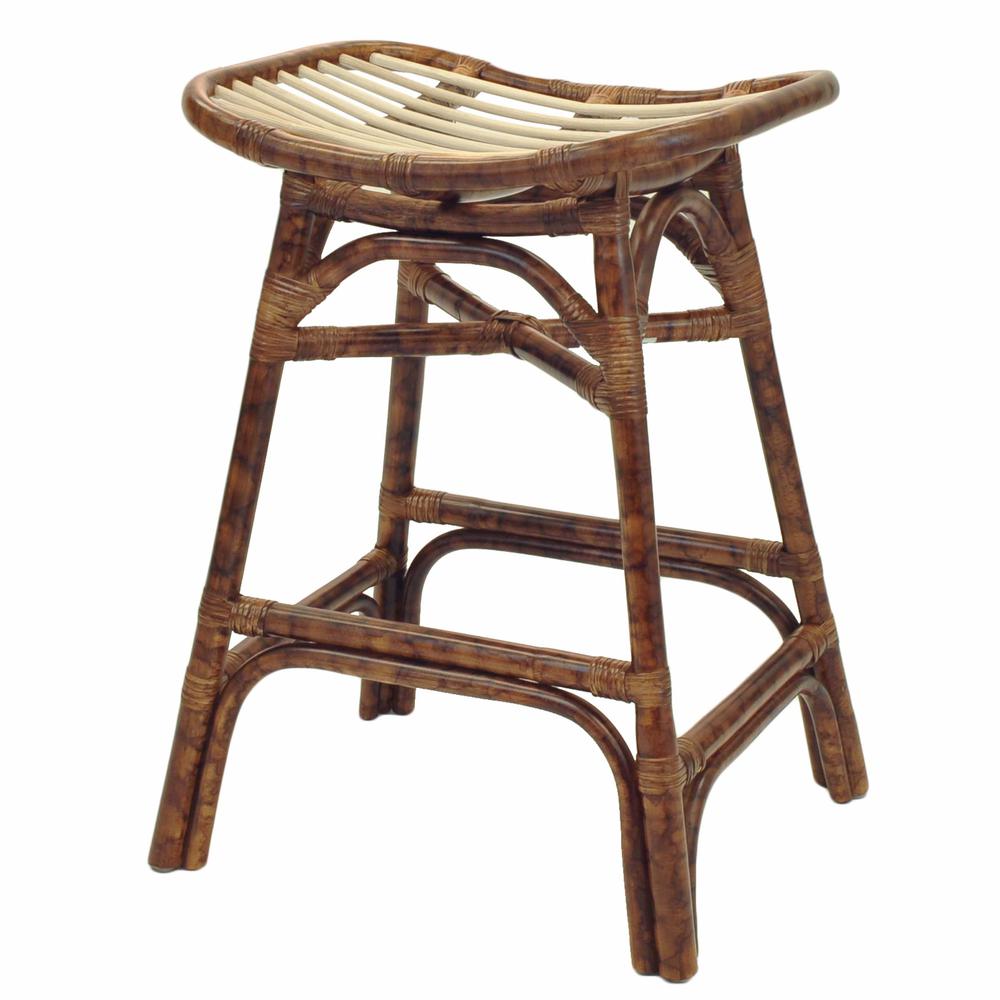 Beyla Rattan Backless Saddle Counter Stool. Picture 1