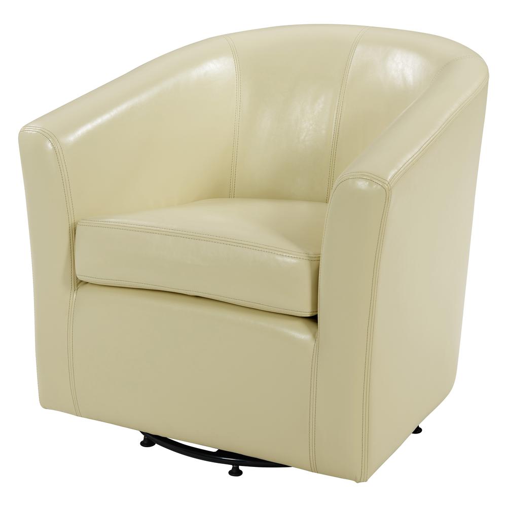 Swivel Bonded Leather Chair, Beige. Picture 1