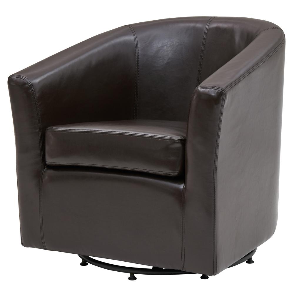Swivel Bonded Leather Chair, Brown. Picture 1