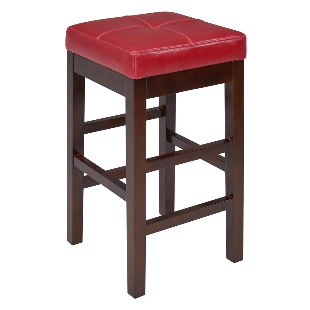 Backless Bicast Leather Counter Stool, Red. The main picture.
