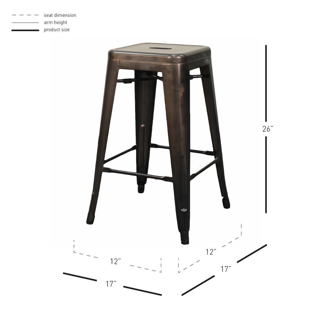 Metal Backless Counter Stool,Set of 4, Gunmetal Grey. Picture 3