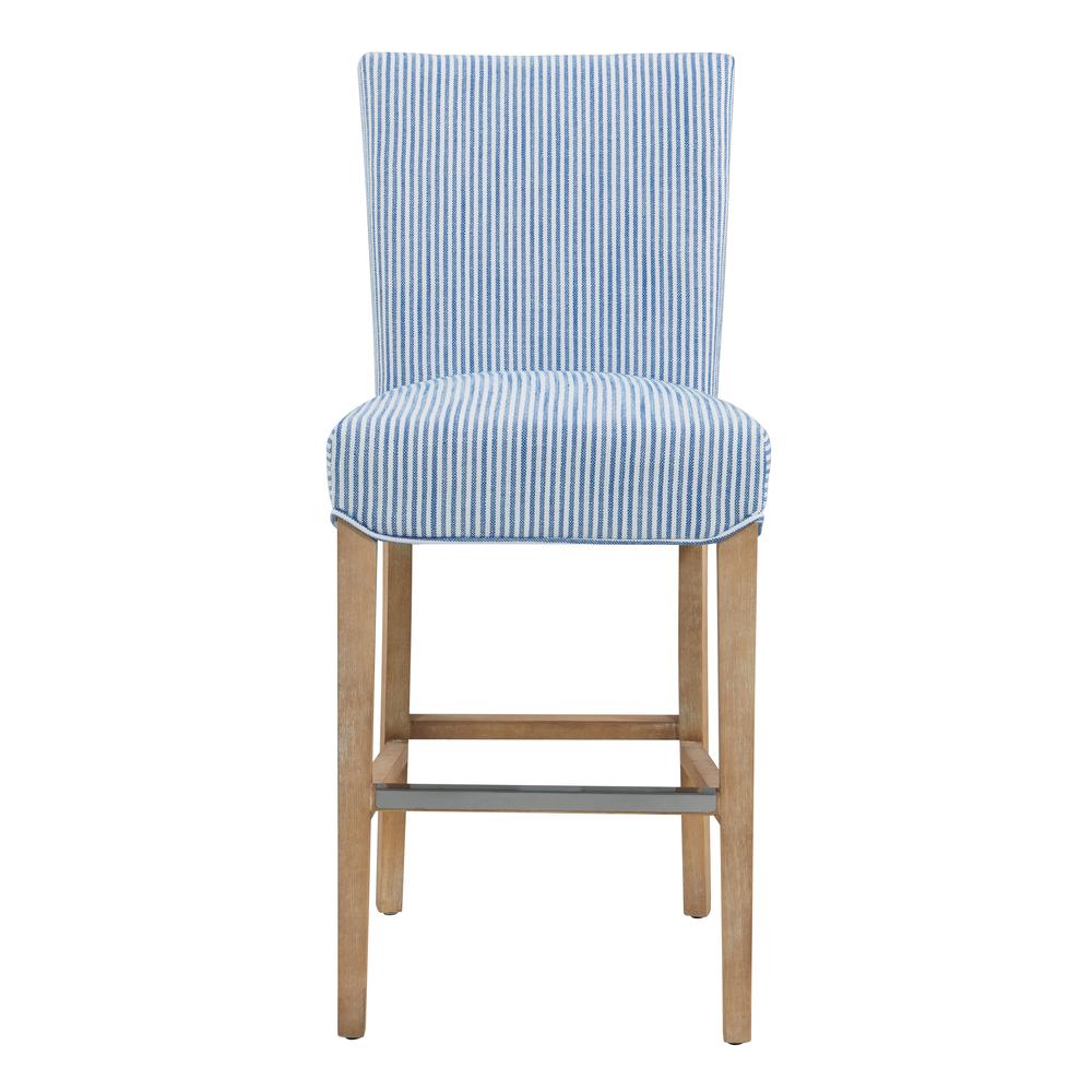 Fabric Counter Stool, Blue Stripes. Picture 2