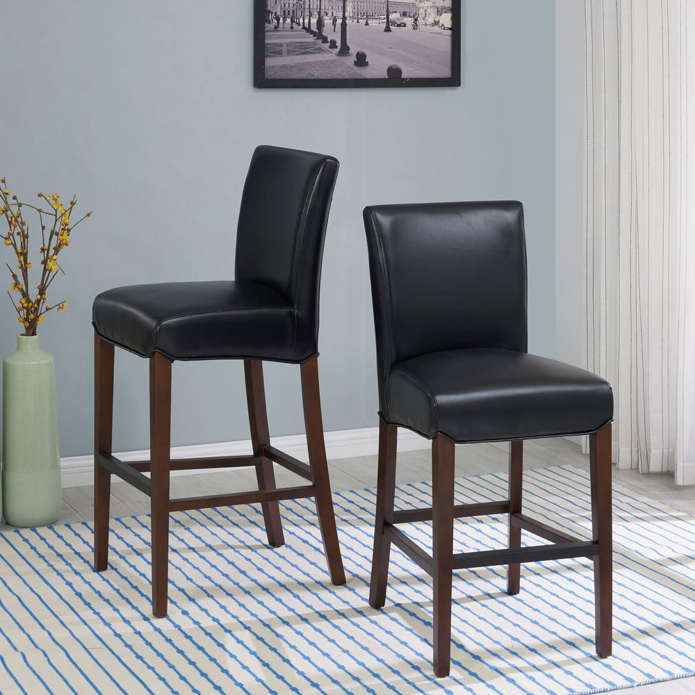 Bonded Leather Counter Stool, Black. Leg color: Wenge Brown.. Picture 8