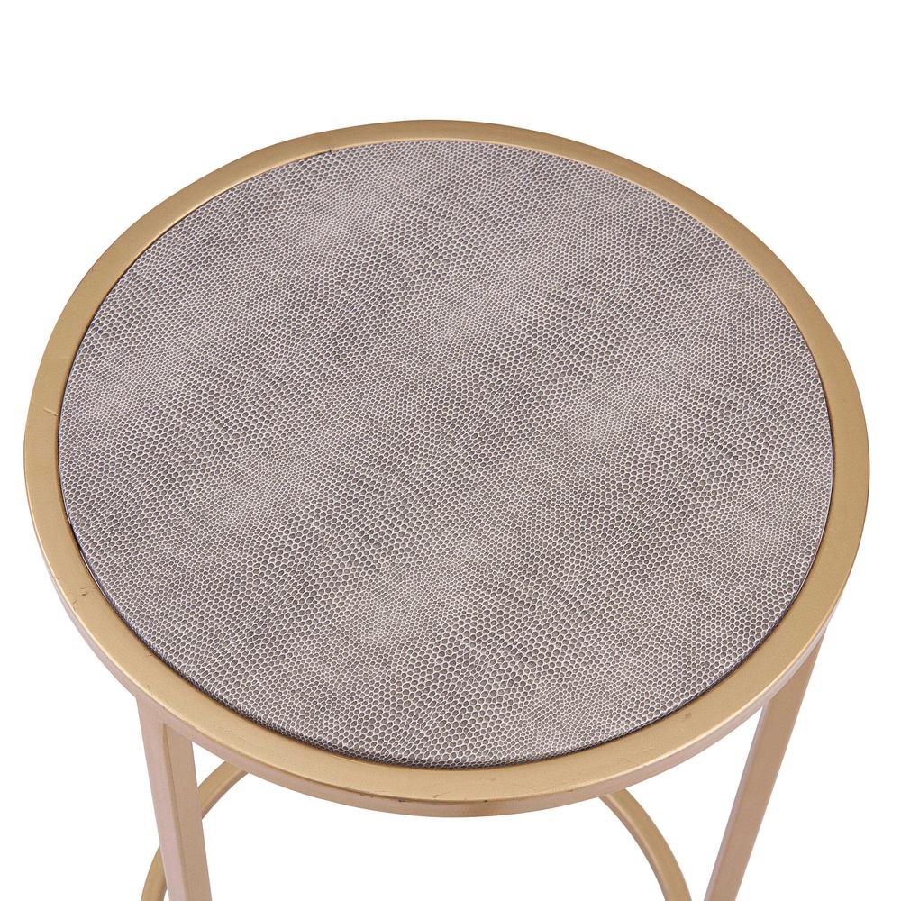 Anza Set of 2 Round Faux Shagreen Nesting End Table. Picture 4