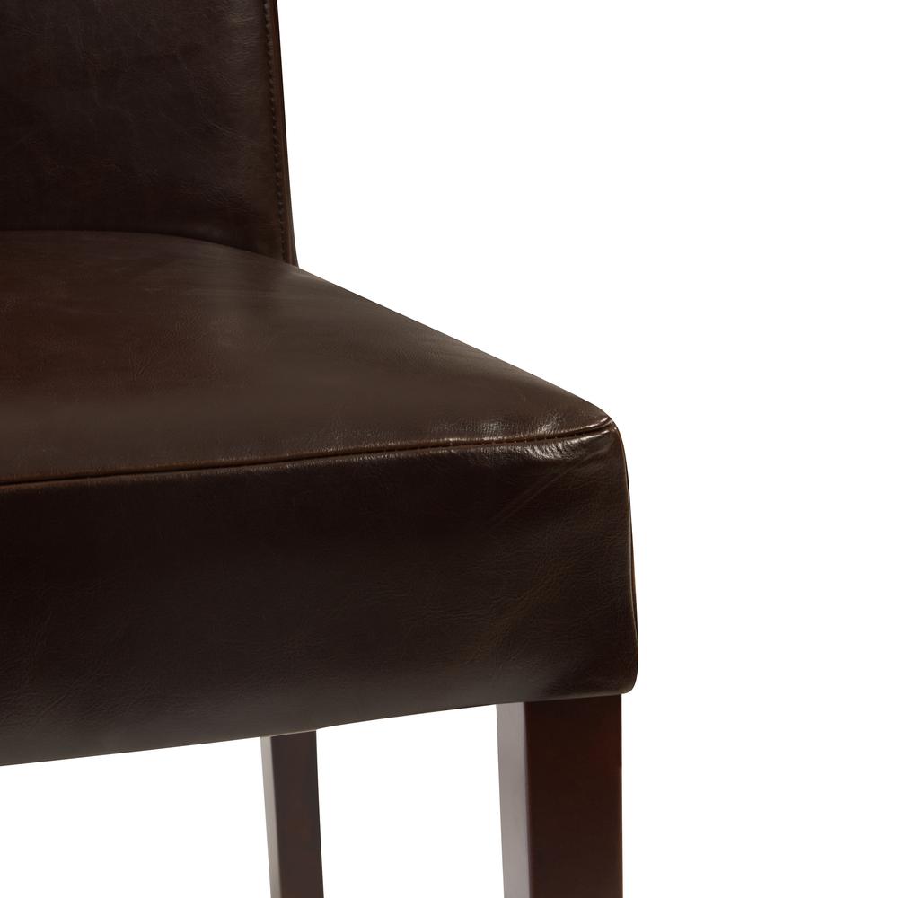 Leather Dining Chair,Set of 2, Brown. Leg color: Wenge brown.. Picture 6