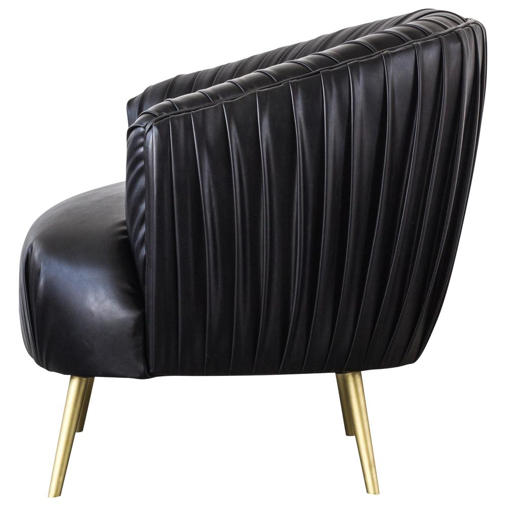 PU Leather Pleated Accent Chair, Treasure Black. Picture 3