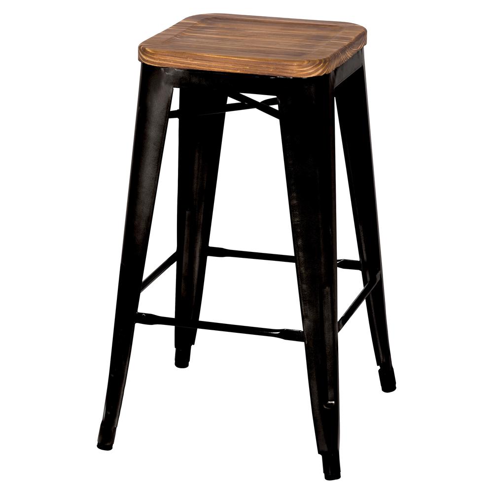 Backless Counter Stool,Set of 4, Black. Picture 2