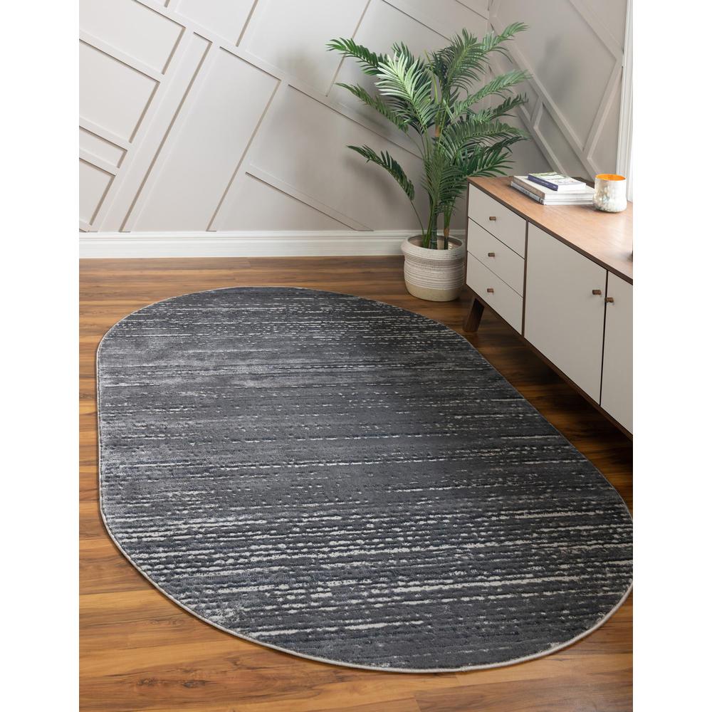 Unique Loom 5x8 Oval Rug in Gray (3154278). Picture 2