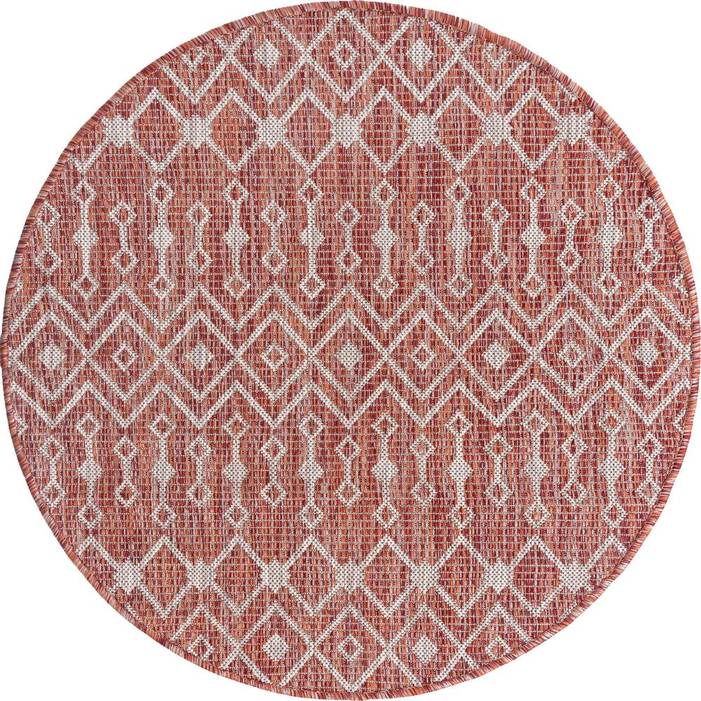 Unique Loom 3 Ft Round Rug in Rust Red (3159548). Picture 1