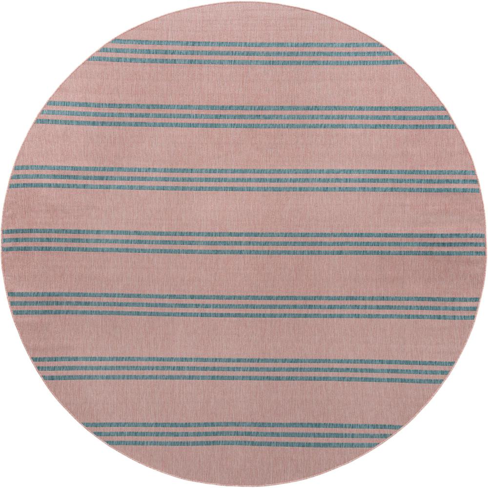 Jill Zarin Outdoor Anguilla Area Rug 10' 8" x 10' 8", Round Pink and Aqua. Picture 1