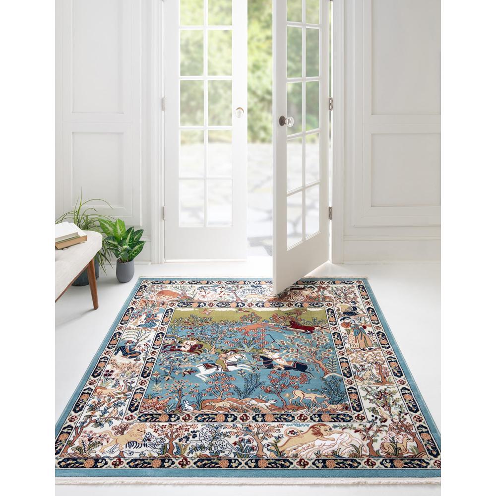 Narenj Collection, Area Rug, Blue, 4' 0" x 4' 0", Square. Picture 2