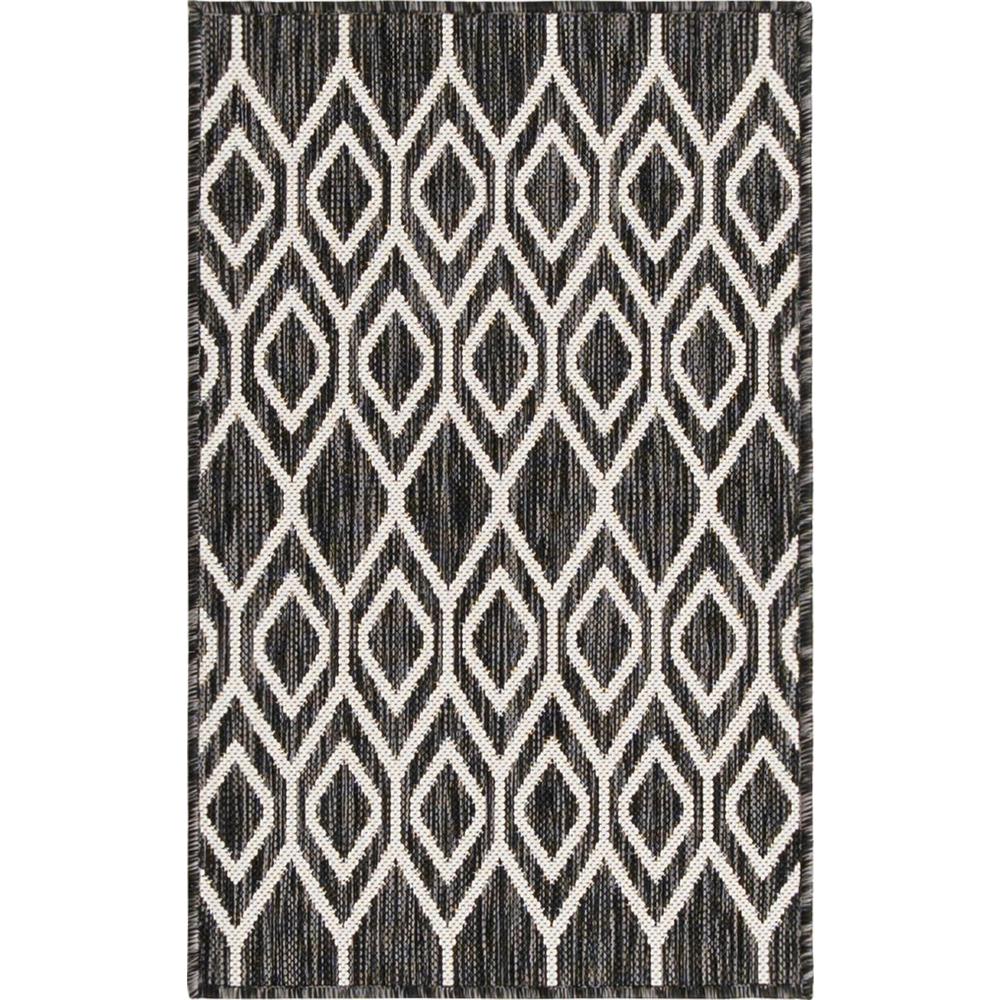 Jill Zarin Outdoor Collection, Area Rug, Charcoal Gray, 2' 2" x 3' 0", Rectangular. Picture 1