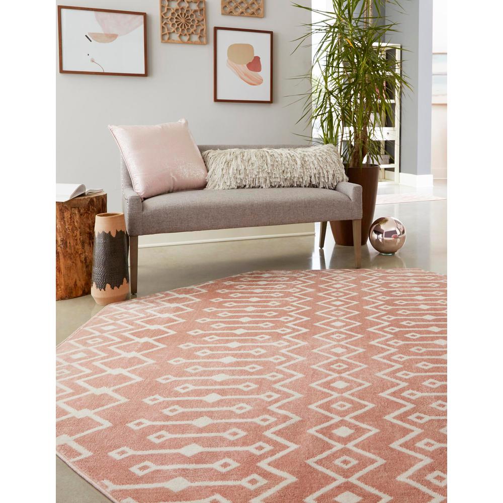 Unique Loom 7 Ft Octagon Rug in Pink (3160977). Picture 3