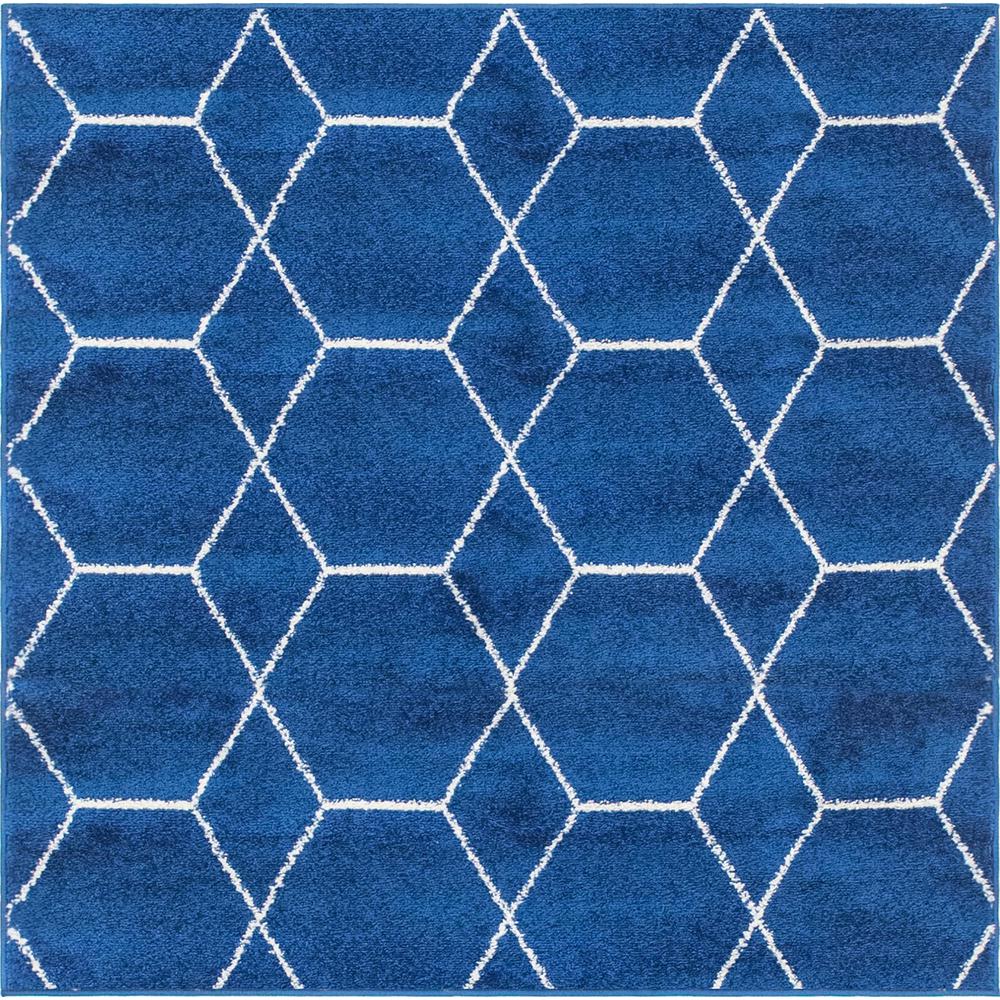 Unique Loom 7 Ft Square Rug in Navy Blue (3151597). Picture 1