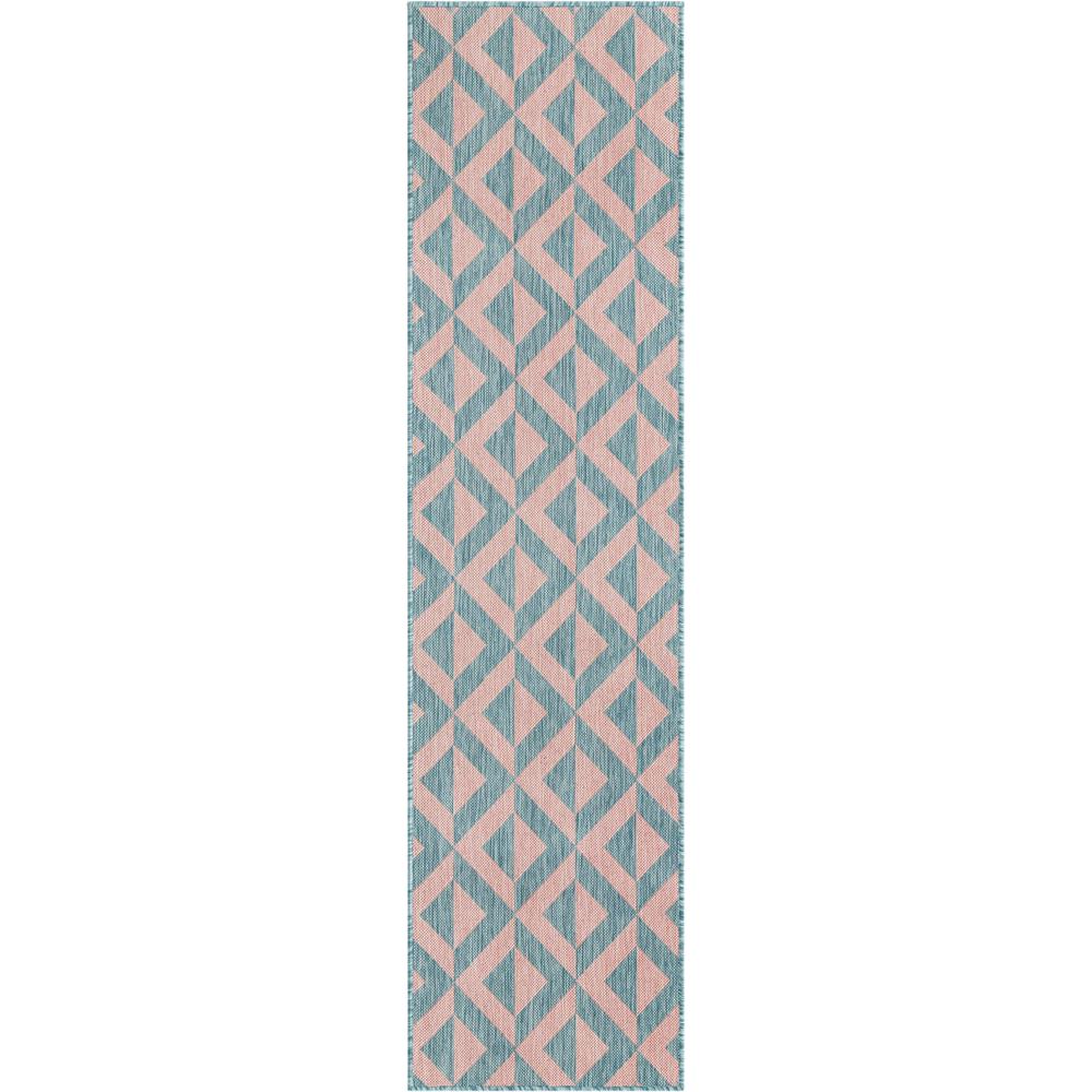 Jill Zarin Outdoor Napa Area Rug 2' 0" x 8' 0", Runner Pink and Aqua. Picture 1