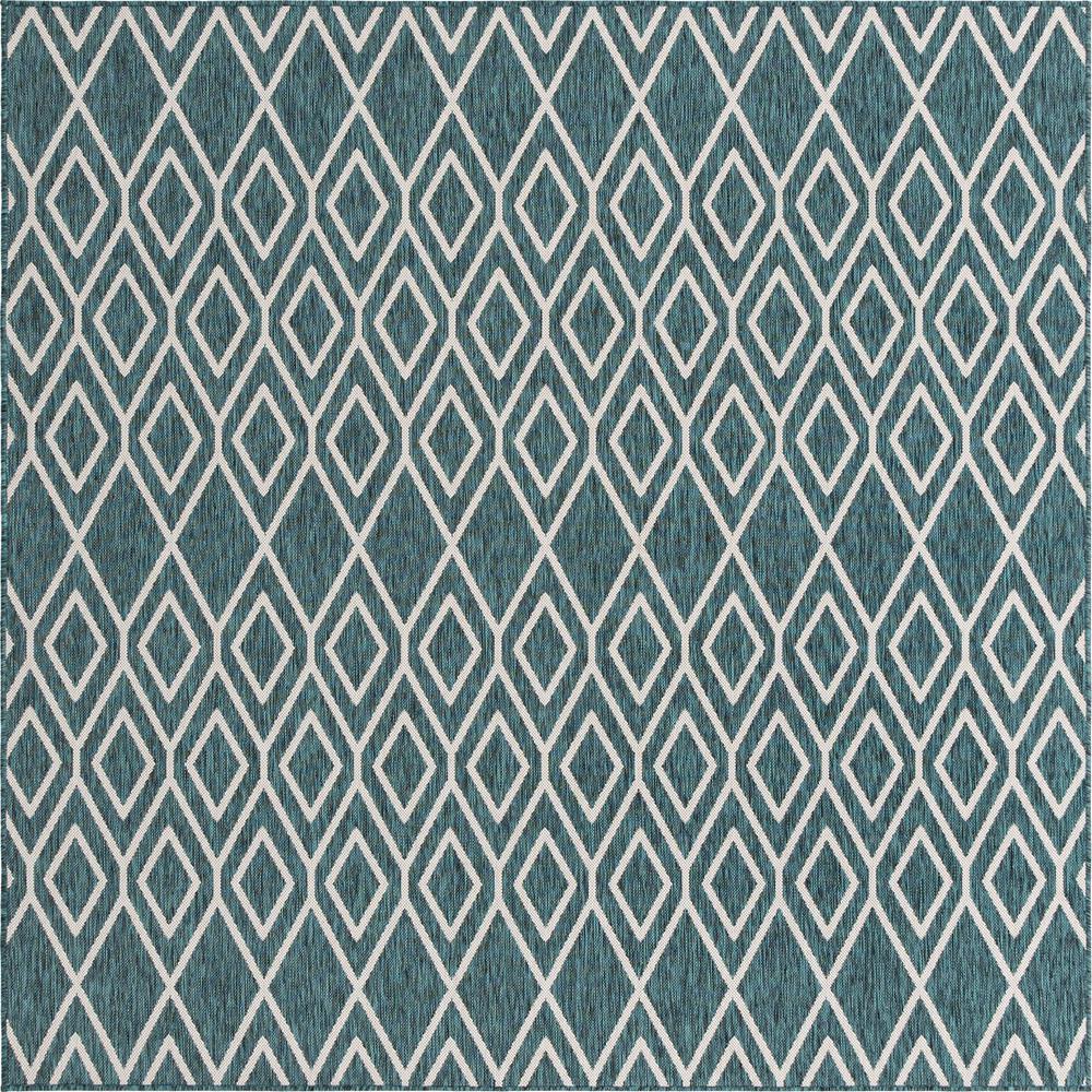 Jill Zarin Outdoor Turks and Caicos Area Rug 7' 10" x 7' 10", Square Teal. Picture 1