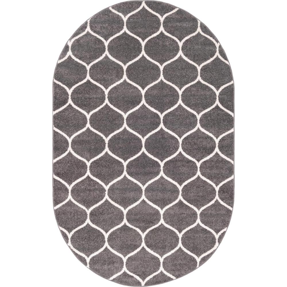 Unique Loom 5x8 Oval Rug in Dark Gray (3151640). Picture 1