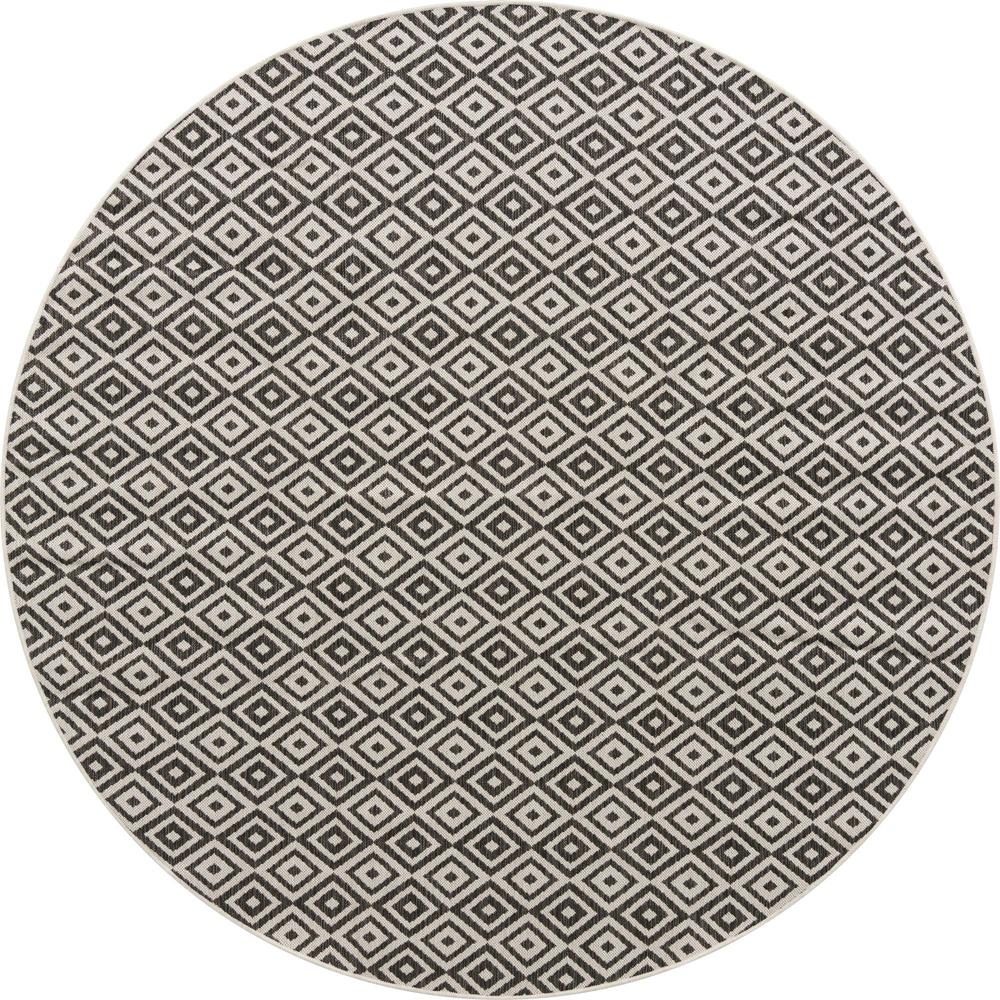 Jill Zarin Outdoor Costa Rica Area Rug 7' 10" x 7' 10", Round Charcoal Gray. Picture 1