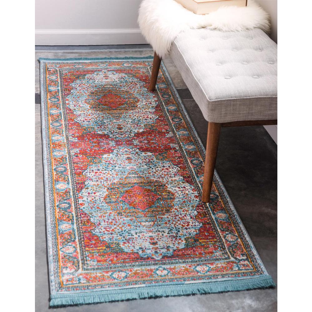Baracoa Collection Area Rug, Light Blue 2' 7" x 12' 0", Runner. Picture 2