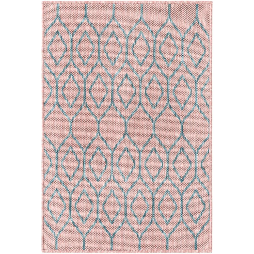 Jill Zarin Outdoor Turks and Caicos Area Rug 2' 2" x 3' 0", Rectangular Pink and Aqua. Picture 1