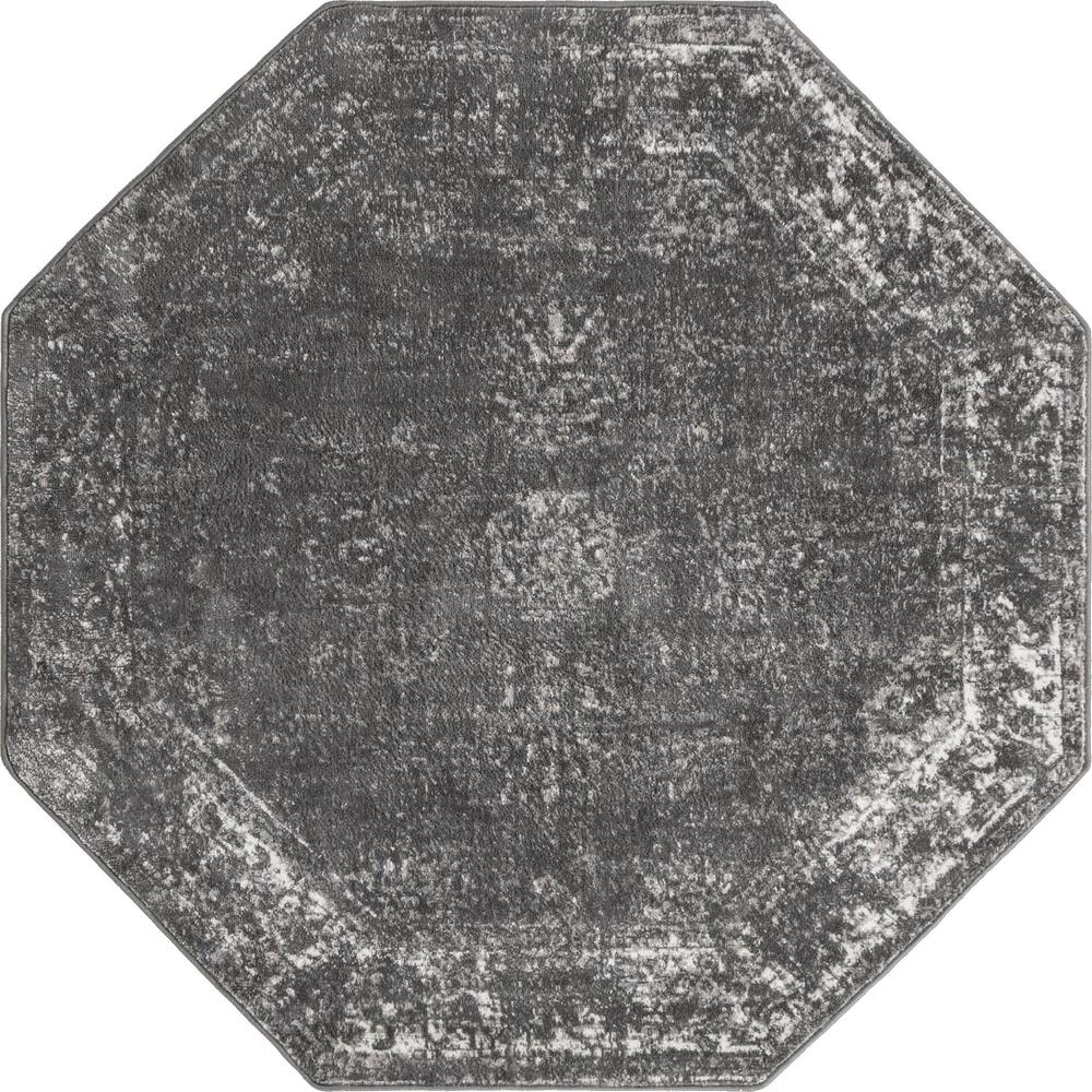 Unique Loom 5 Ft Octagon Rug in Dark Gray (3152839). The main picture.