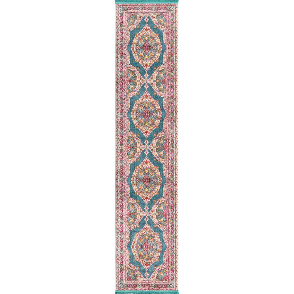 Baracoa Collection, Area Rug, Turquoise, 2' 7" x 12' 0", Runner. Picture 1