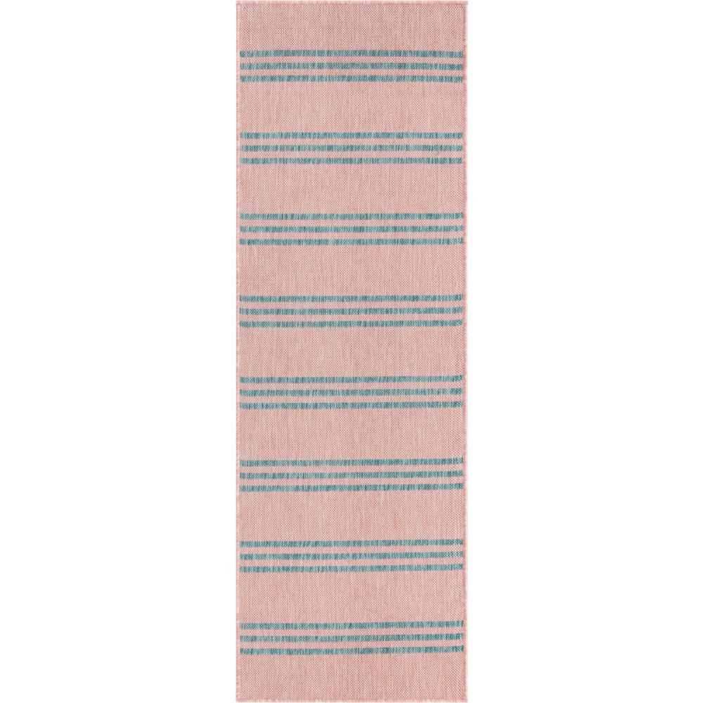 Jill Zarin Outdoor Anguilla Area Rug 2' 0" x 6' 0", Runner Pink and Aqua. Picture 1