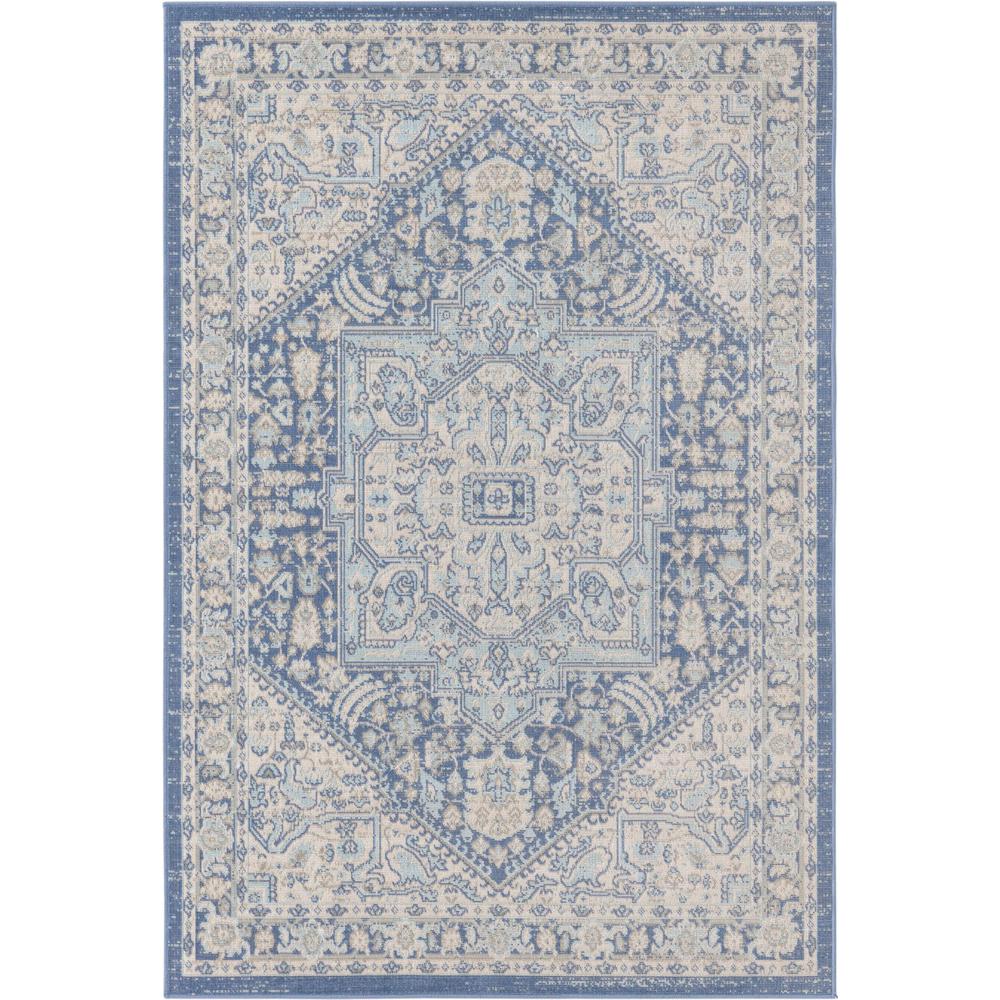 Unique Loom Rectangular 4x6 Rug in French Blue (3154819). Picture 1