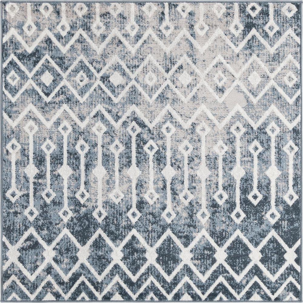 Unique Loom 4 Ft Square Rug in Blue (3160962). Picture 1