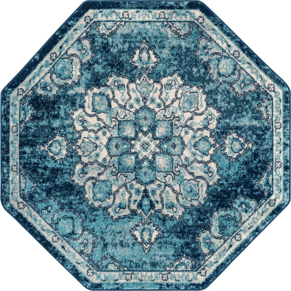 Unique Loom 5 Ft Octagon Rug in Blue (3158646). Picture 1