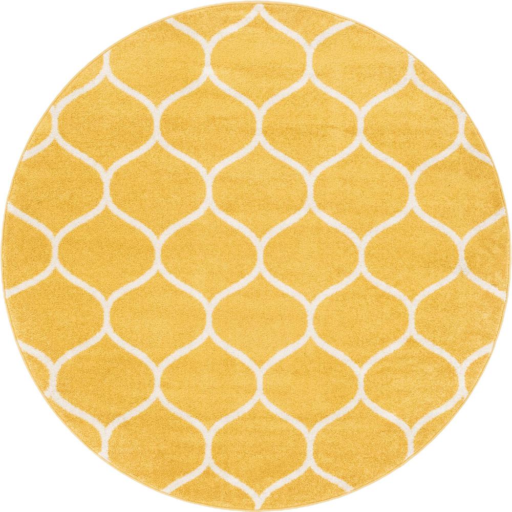 Unique Loom 6 Ft Round Rug in Yellow (3151682). Picture 1