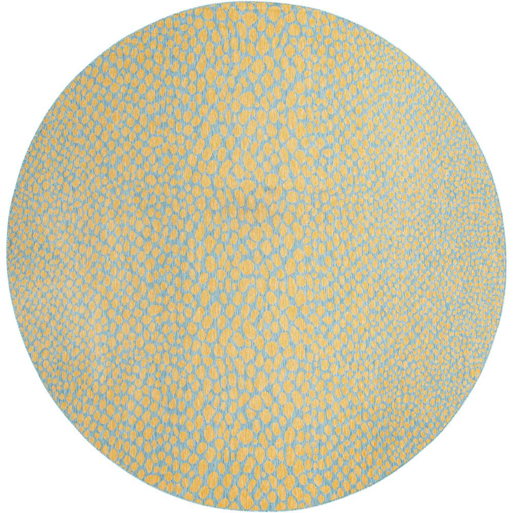Jill Zarin Outdoor Cape Town Area Rug 13' 0" x 13' 0", Round Yellow and Aqua. Picture 1
